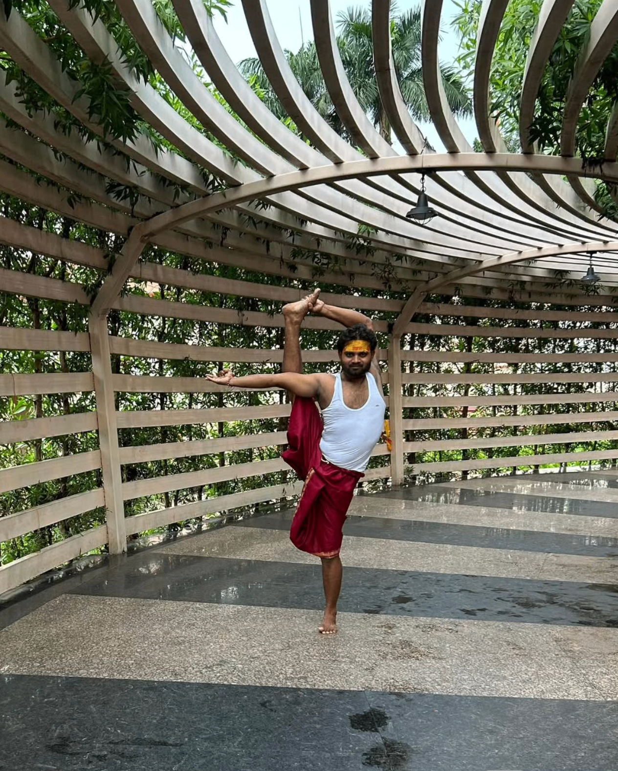 Guruji in Natarajasana dancer pose